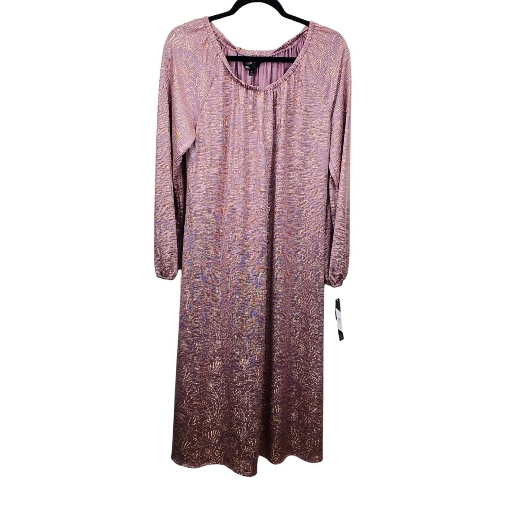 LuLaRoe Evening Maxi Dress Women Medium Floral Mauve Pink Copper Long Sleeve New
